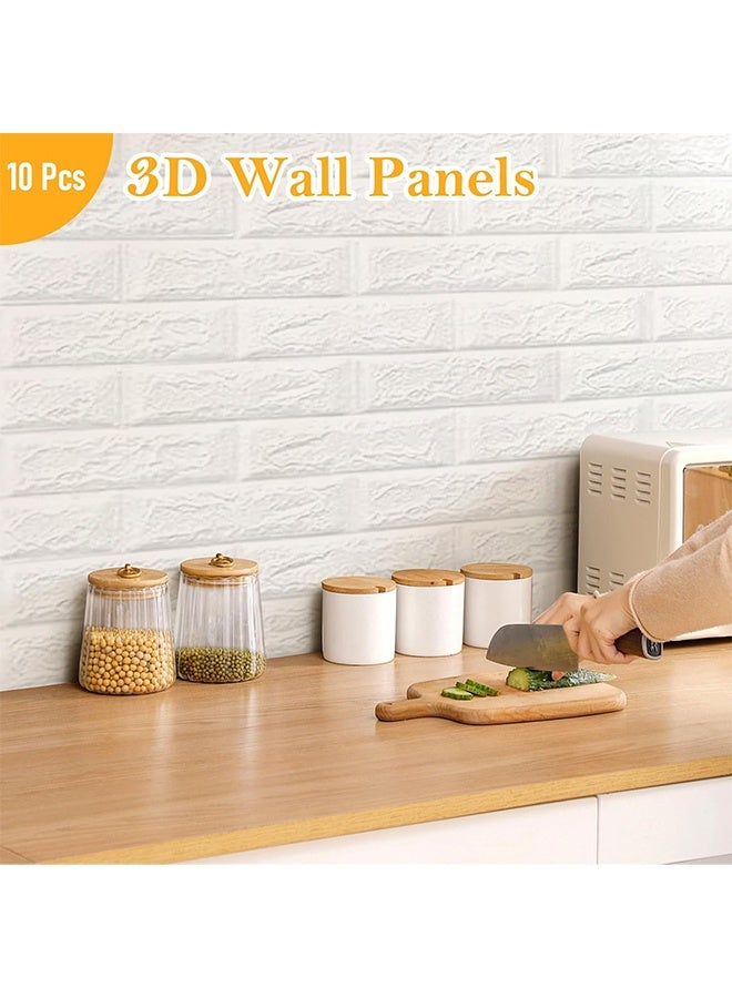 RollsTimi  10 Pieces 3D Brick Wall Panels, Self-Adhesive Foam Wall Tiles Stickers,Paintable Peel and Stick Wallpaper Tile Backsplash,Tear Tape Faux Brick Wall Panel For Bedrooms, Bathrooms - Image 4