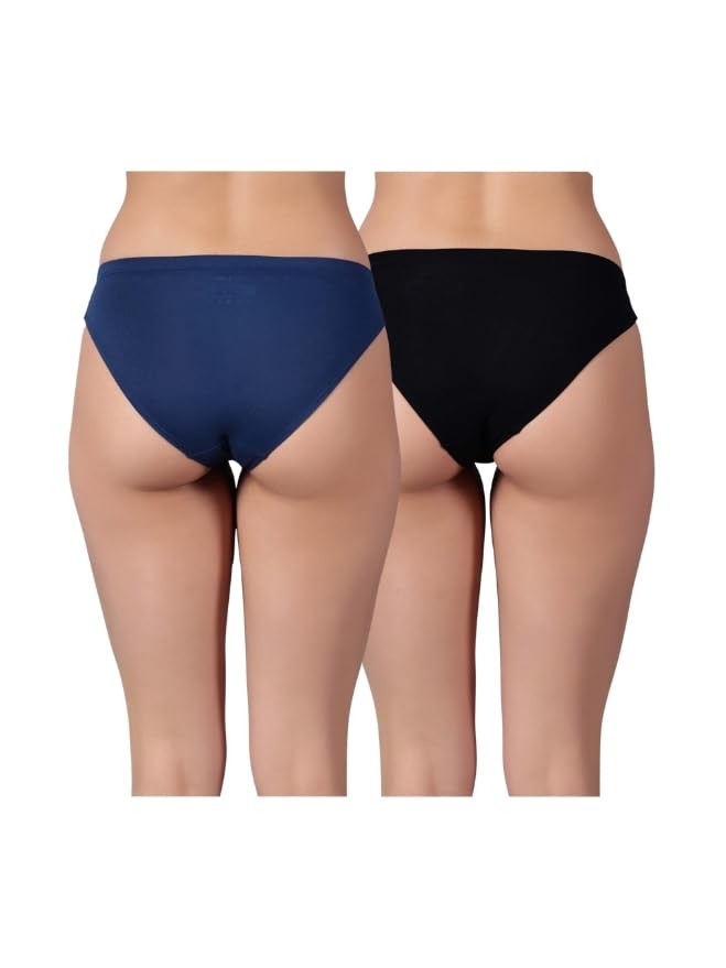 Circus &Circus Airsoft Bikini | Innerwear for Women | Low Rise Seamless Panties | Sleek Bikini Cut Ladies Underwear for Women | (Pack of 2) (Midnight Blue,Jet), XL - Image 2