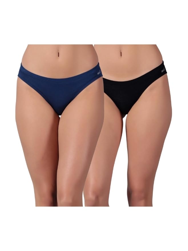 Circus &Circus Airsoft Bikini | Innerwear for Women | Low Rise Seamless Panties | Sleek Bikini Cut Ladies Underwear for Women | (Pack of 2) (Midnight Blue,Jet), XL - Image 1