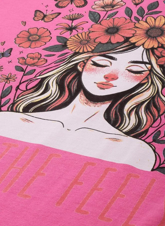 ديلينجر تيشيرت نسائي قصير الأكمام فضفاض