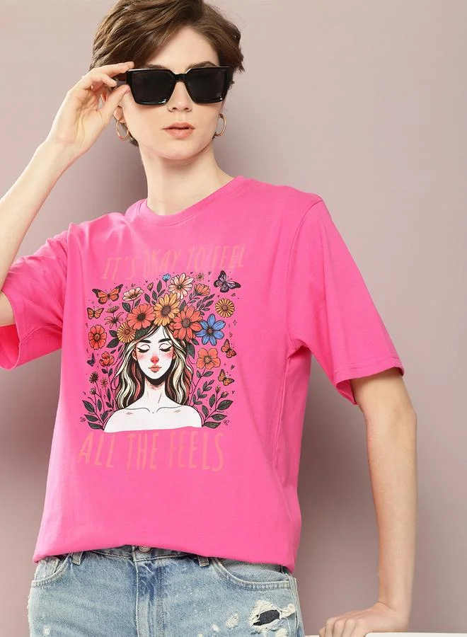 ديلينجر تيشيرت نسائي قصير الأكمام فضفاض