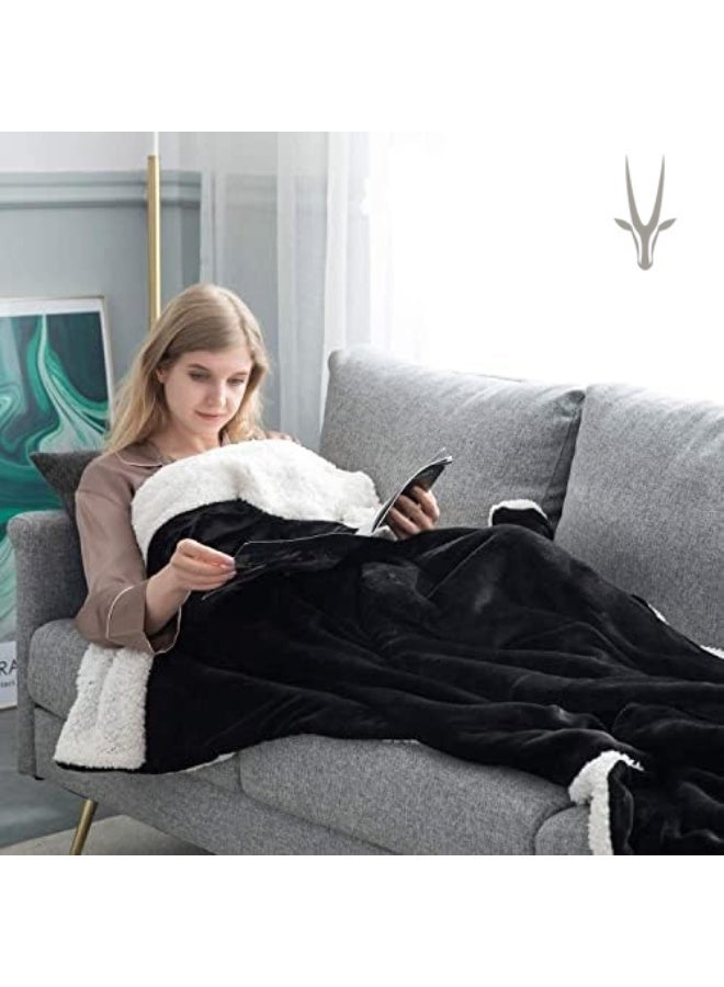 اوريكسهوم بطانية شيربا قابلة للعكس من – صوف فليس ناعم وشيربا منفوش دافئ وخفيف الوزن، متوفرة بمقاسات - Image 2