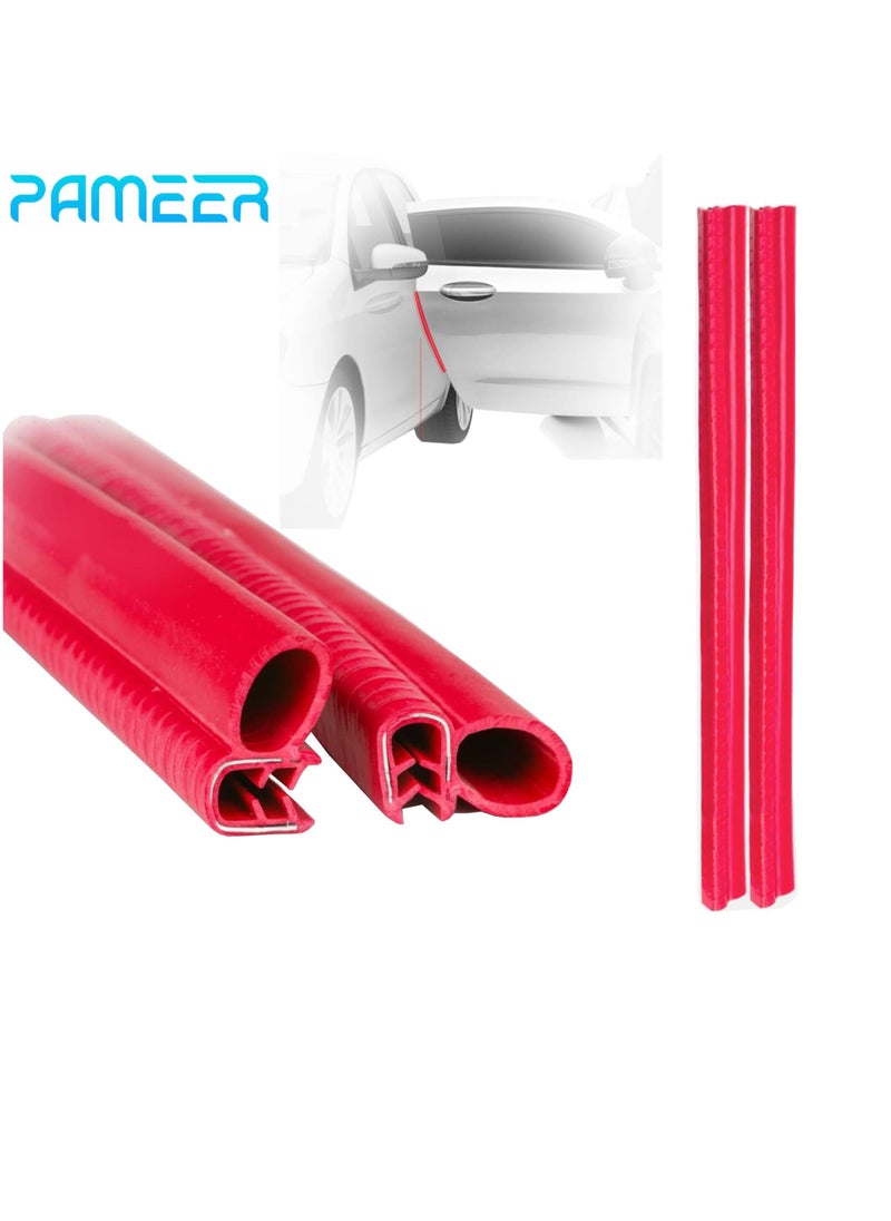 PAMEER - Car Door Edge Guard Protectors P Shape Rubber Edge Trim Rubber Clip Buffer to Avoid Collision with Other Vehicle Bodies Size 25cm Red Color - Image 1