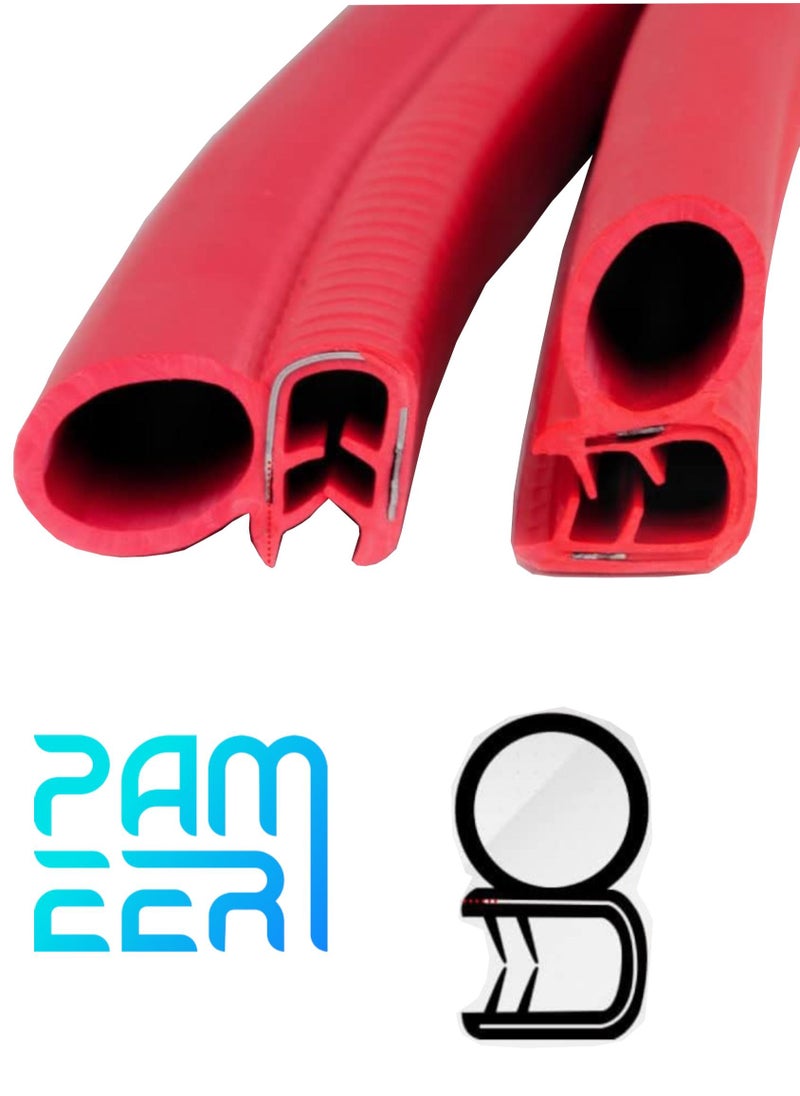 PAMEER - Car Door Edge Guard Protectors P Shape Rubber Edge Trim Rubber Clip Buffer to Avoid Collision with Other Vehicle Bodies Size 25cm Red Color - Image 1