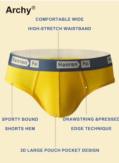Archy 4 Pack Men's Underpants Thin Mid Waist Boxers Letter Print Soft Breathable Elastic Waistband Men Briefs Multicolor Set Panties Men's Trendy Summer Soft Elastic Belt Underwear  - Image 4