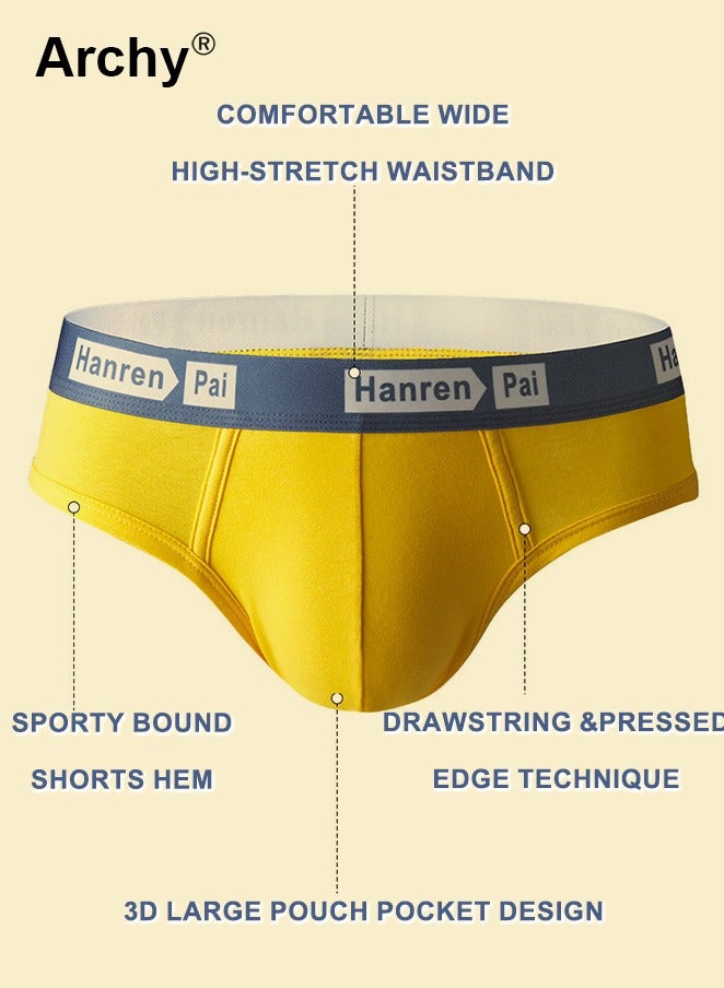 Archy 4 Pcs Breathable Men's Underwear with Cotton Letter Printed Waistband Briefs for Sports Cotton Soft Men's Triangle Pants - Image 4
