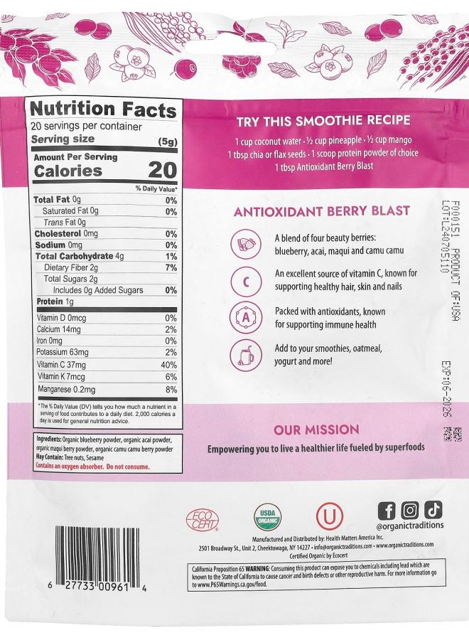 Organic Traditions Antioxidant Berry Blast 3.5 oz (100 g) - Image 2