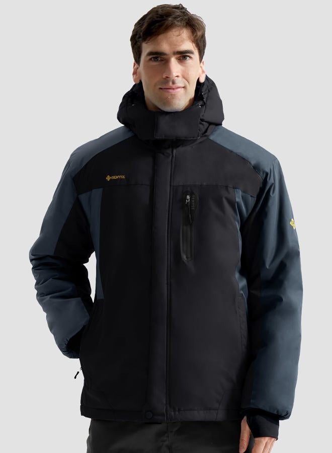 GEMYSE Men's Mountain Waterproof Ski Jacket Hooded Winter Windproof Snow Coat (Grey Black,XX-Large) - Image 2