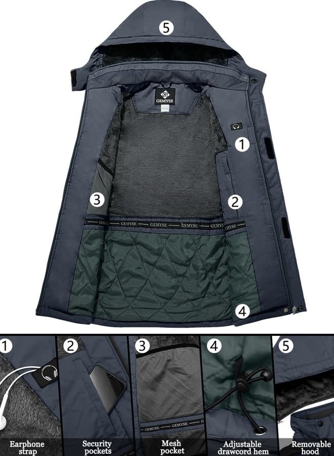 GEMYSE Men's Mountain Waterproof Ski Jacket Hooded Winter Windproof Snow Coat (Grey Black,XX-Large) - Image 5