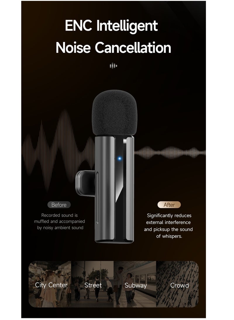 ARNOTEC - Wireless 2-in-1 Lavalier Microphone – Dual Wireless Clip-on Mic with Noise Reduction, Reverb Effect, Plug & Play, Compatible with iPhone, Android (Type-C & Lightning), Video Recording, Live Streaming, Interviews - Image 1