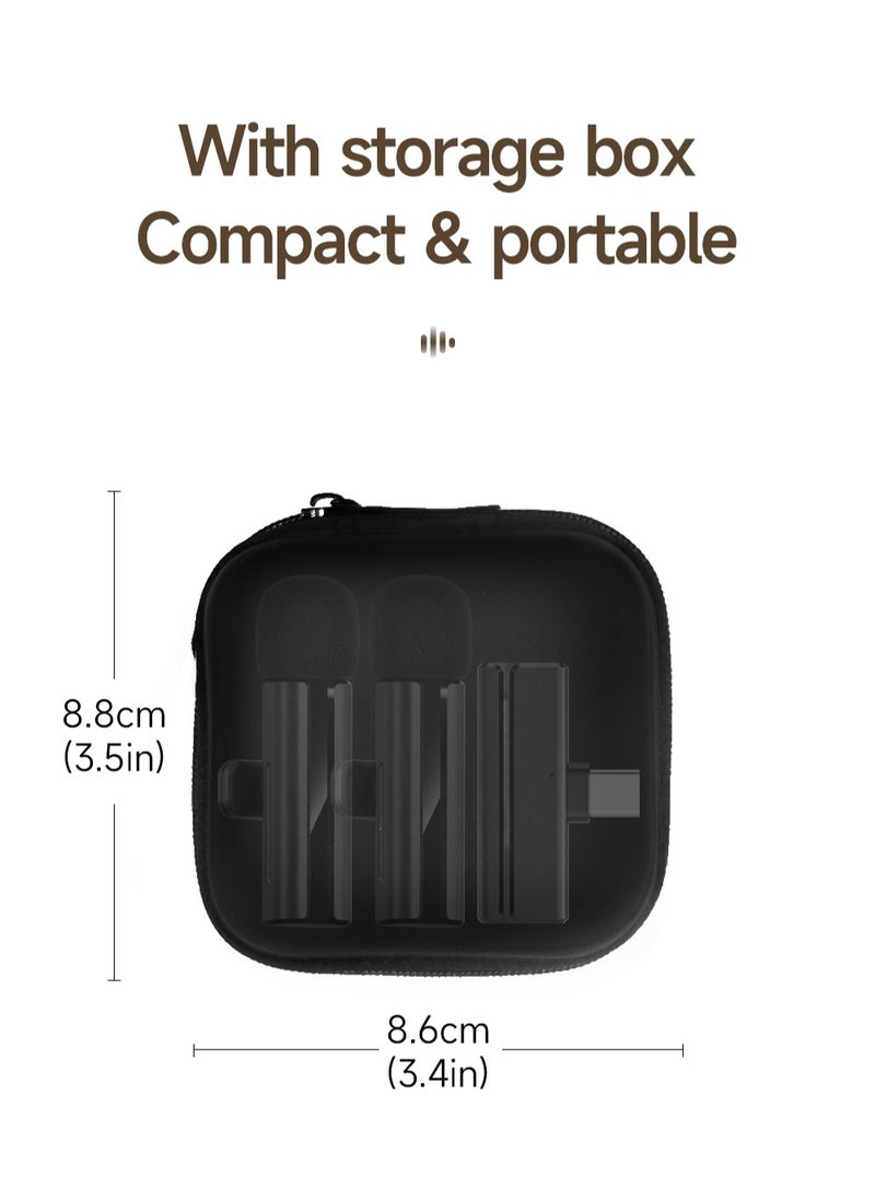 ARNOTEC - Wireless 2-in-1 Lavalier Microphone – Dual Wireless Clip-on Mic with Noise Reduction, Reverb Effect, Plug & Play, Compatible with iPhone, Android (Type-C & Lightning), Video Recording, Live Streaming, Interviews - Image 1