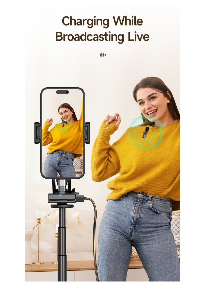 ARNOTEC - Wireless 2-in-1 Lavalier Microphone – Dual Wireless Clip-on Mic with Noise Reduction, Reverb Effect, Plug & Play, Compatible with iPhone, Android (Type-C & Lightning), Video Recording, Live Streaming, Interviews - Image 1