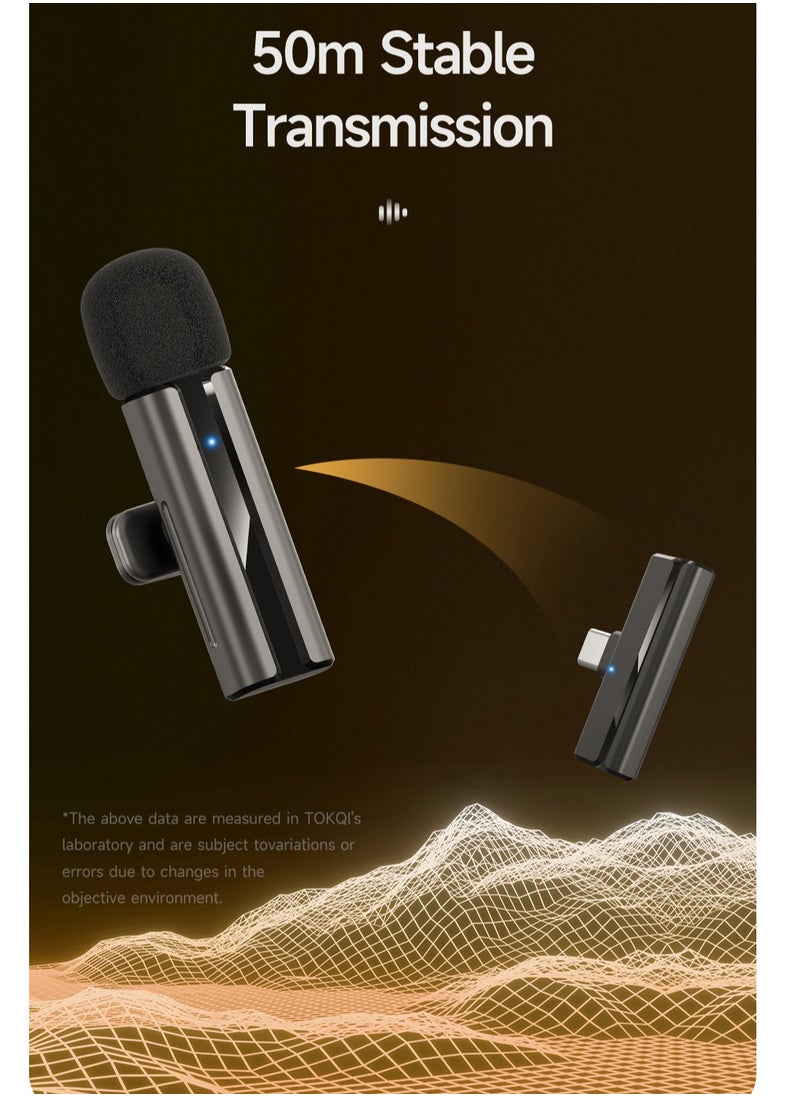 ARNOTEC - Wireless 2-in-1 Lavalier Microphone – Dual Wireless Clip-on Mic with Noise Reduction, Reverb Effect, Plug & Play, Compatible with iPhone, Android (Type-C & Lightning), Video Recording, Live Streaming, Interviews - Image 1