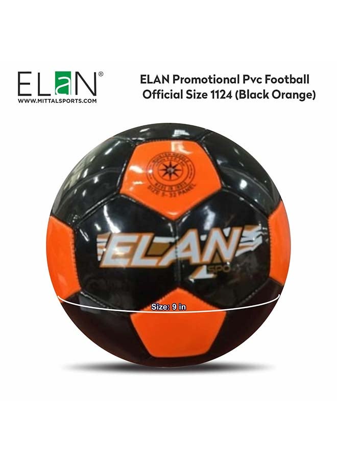 Elan Promotional PVC Football Official Size – Black & Orange Soccer Ball with Strong PVC Shell, Suitable for Training, School Matches and Outdoor Play - Image 2