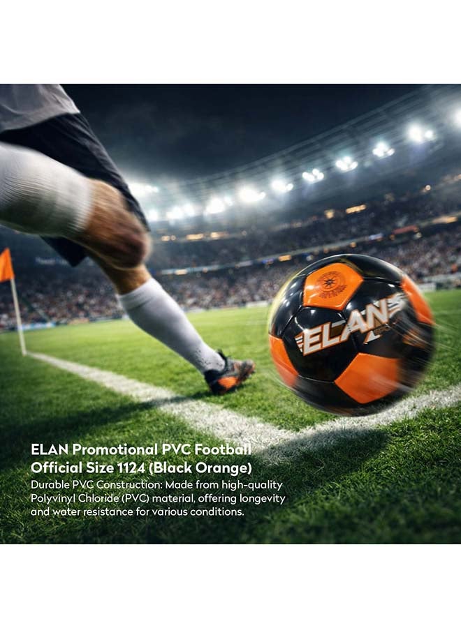 Elan Promotional PVC Football Official Size – Black & Orange Soccer Ball with Strong PVC Shell, Suitable for Training, School Matches and Outdoor Play - Image 4