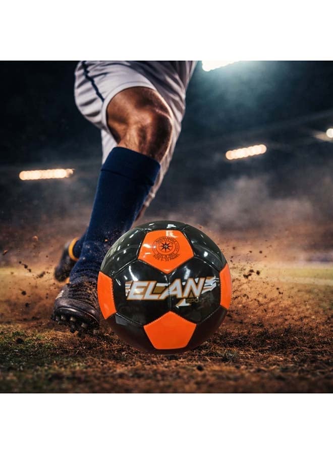Elan Promotional PVC Football Official Size – Black & Orange Soccer Ball with Strong PVC Shell, Suitable for Training, School Matches and Outdoor Play - Image 3