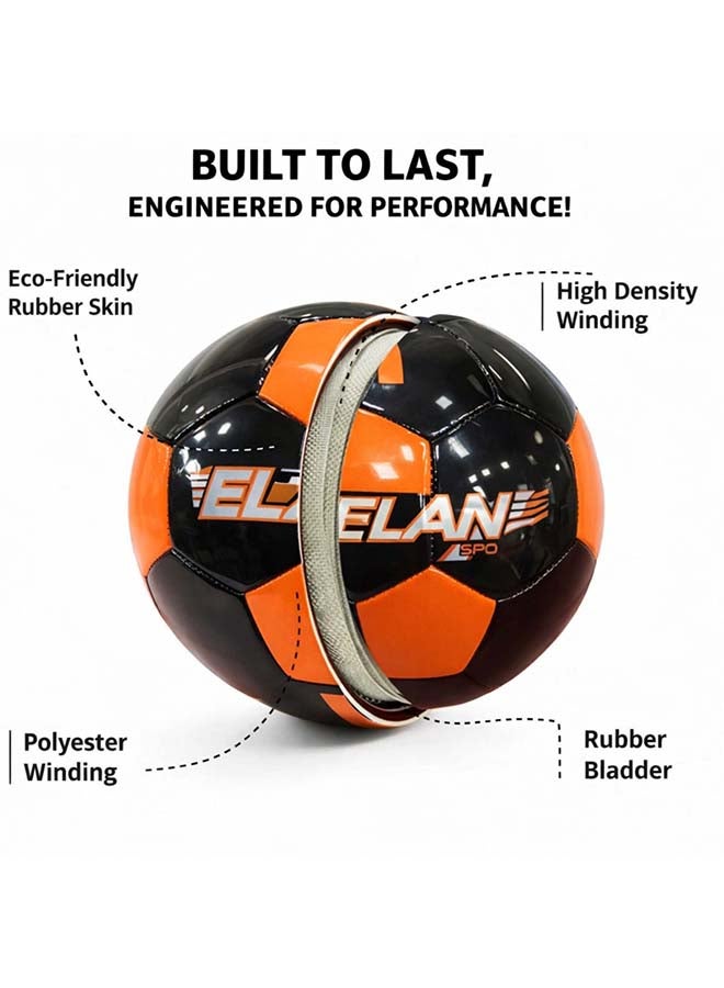 Elan Promotional PVC Football Official Size – Black & Orange Soccer Ball with Strong PVC Shell, Suitable for Training, School Matches and Outdoor Play - Image 5