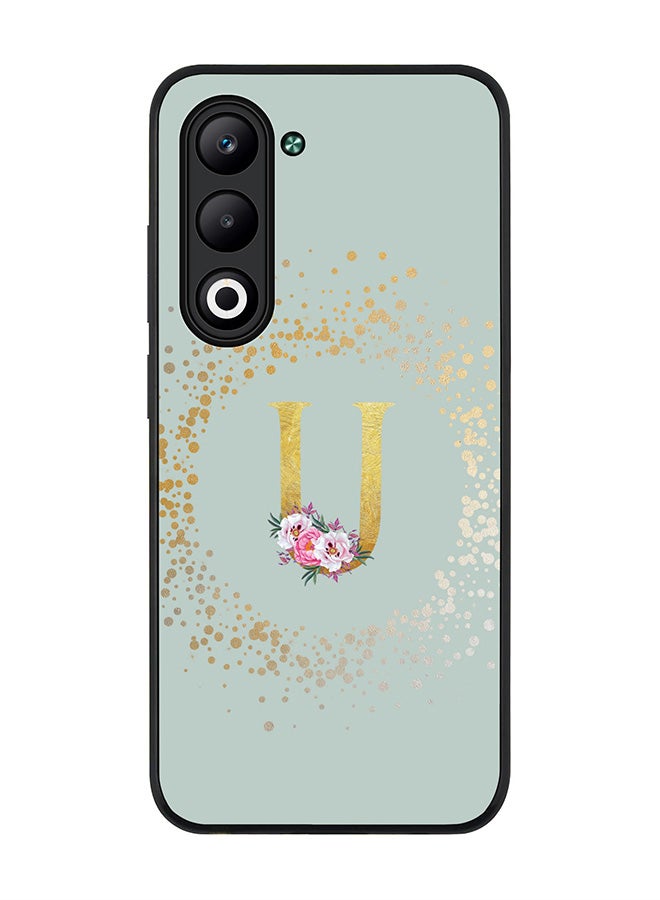 Stylizedd For Oppo A5 5G / A5 4G Case,Slim fit Camera Protection, Shockproof Thin Phone cover  - Custom Monogram Floral - U  (Light Grey )