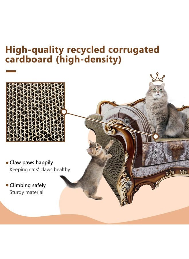 INRLKIT Luxury Cardboard Cat Scratcher Sofa Couch Bed, Couch Shaped Cat Scratching Board, Cat Scratch Lounge with Catnip, Cat Scratcher for Indoor Cats Grey - Image 3