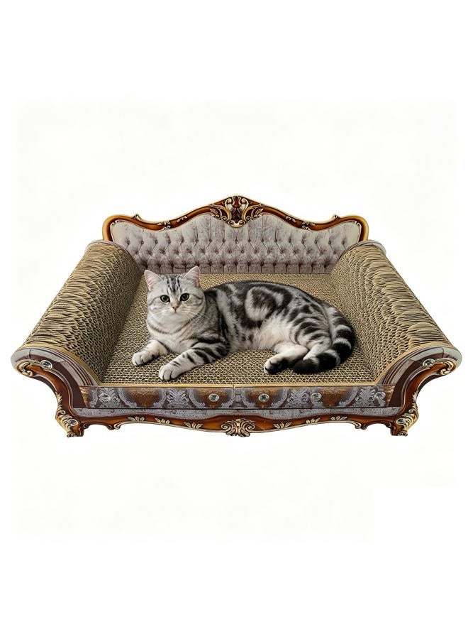 INRLKIT Luxury Cardboard Cat Scratcher Sofa Couch Bed, Couch Shaped Cat Scratching Board, Cat Scratch Lounge with Catnip, Cat Scratcher for Indoor Cats Grey - Image 1