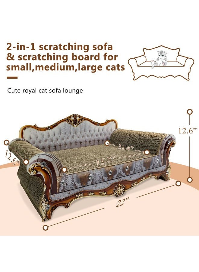 INRLKIT Luxury Cardboard Cat Scratcher Sofa Couch Bed, Couch Shaped Cat Scratching Board, Cat Scratch Lounge with Catnip, Cat Scratcher for Indoor Cats Grey - Image 2