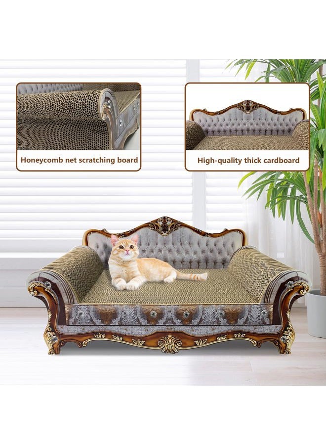 INRLKIT Luxury Cardboard Cat Scratcher Sofa Couch Bed, Couch Shaped Cat Scratching Board, Cat Scratch Lounge with Catnip, Cat Scratcher for Indoor Cats Grey - Image 4