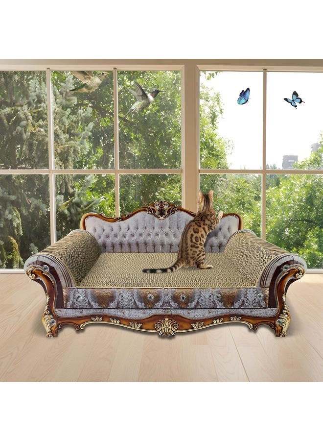 INRLKIT Luxury Cardboard Cat Scratcher Sofa Couch Bed, Couch Shaped Cat Scratching Board, Cat Scratch Lounge with Catnip, Cat Scratcher for Indoor Cats Grey - Image 5