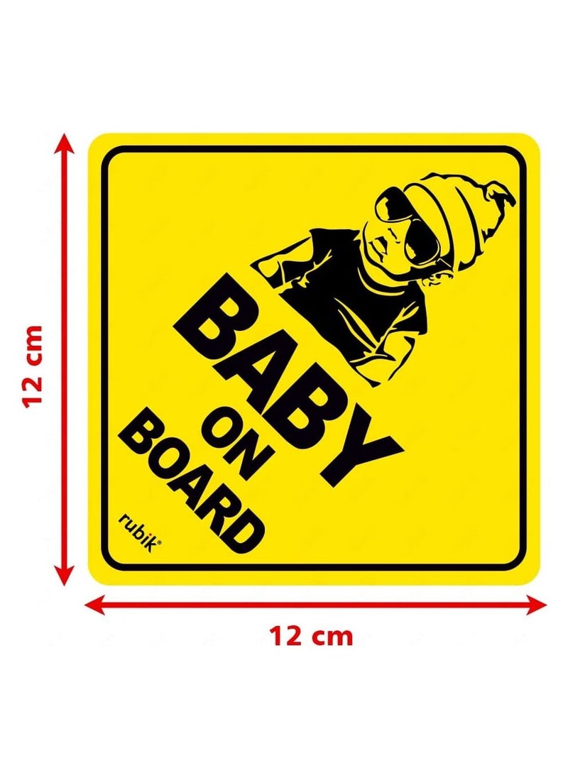 Rubik Baby on Board Car Sign Self Adhesive Sticker, 2pcs Reflective Kids Safety Warning Cute Design for Car Rear Window Bumper Universal Fit (12x12cm)  - Image 4