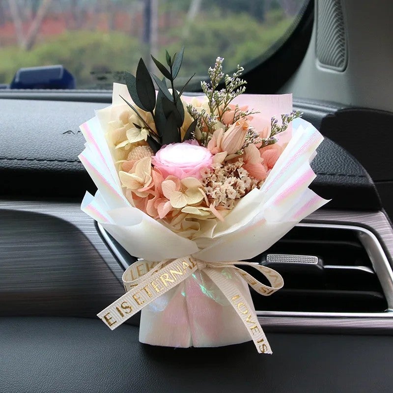 Bluejw Handmade Mini Bouquet Car Air Freshener - Dried Flower Vent Clip Perfume - Natural Dried Plants Fragrance Diffuser for Auto - Image 1