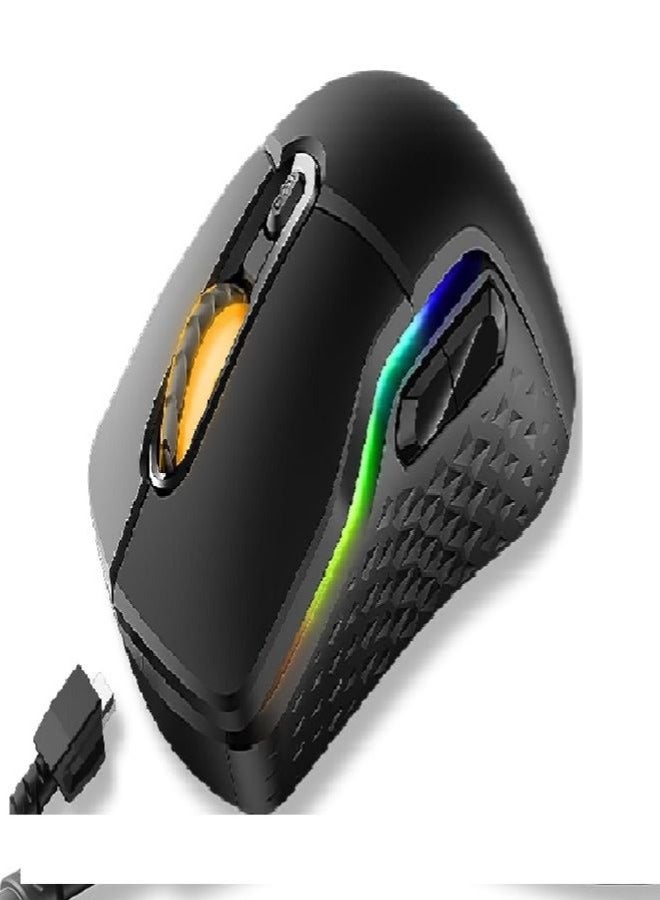RAPOO VT200 Wired/Wireless Optical Gaming Mouse with Ergonomic Design, 5000 DPI, 7 Programmable Buttons, 1000Hz USB Polling Rate, Onboard Memory, RGB Backlight & Braided Cable.