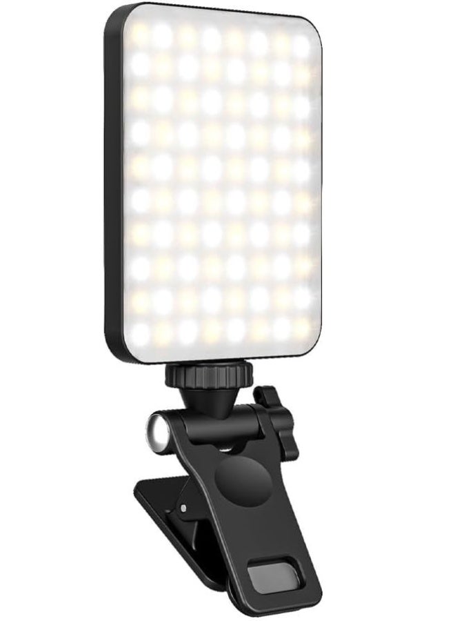 Rechargeable Clip-On Selfie Ring Light with 60 LED – Adjustable 3 Modes for Mobile, Android, iPhone, iPad, Laptop, TikTok, Makeup, Vlogging  - Image 1