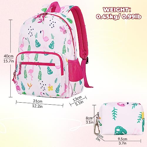 mygreen Toddler Kids backpacks with Coin Purse Cute Lightweight Water Resistant Preschool Kindergarten Backpack for Girls Flamingo Pink - Image 3