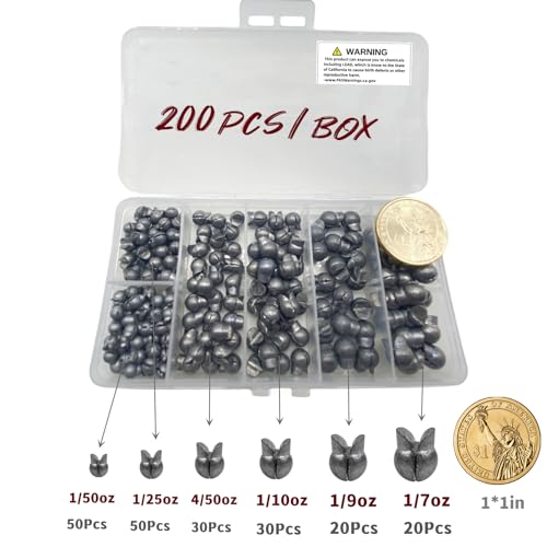 DAMIDEL 200Pcs/Box Big Size Removable Split Shot Fishing Sinkers(1/7oz,1/9oz,1/10oz,4/50oz,1/25oz,1/50oz Mixed)，Adjust Open Mouth Design Fishing Weights Clip for Freshwater Saltwater - Image 2