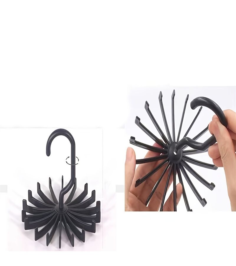 Multifunctional Plastic Scarf Belt Bag Organizer Hook Hangers Black 20 Claw - Image 2