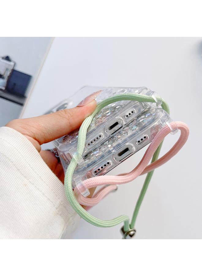 زبون جراب هاتف iPhone 13 Lanyard Epoxy Glitter Clear - Image 3
