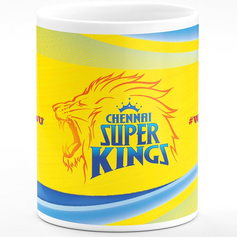 CHHAAP CSK Chennai Super King Ipl Team Mugs Gift for Ipl Lover Cricket Lover Kids Brother Sister Son Daughter Boys Girls Hd Printed Microwave Safe White Ceramic Coffee Mug 350 ml IPL1 01 - Image 1