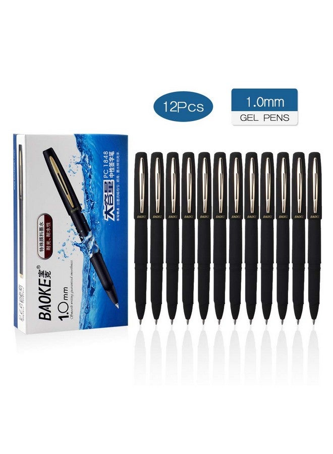 BAOKE Gel Ink Pens Rollerball Pens 1.0Mm Medium Line, Box Of 12 Pack, Pc1848 (Black)  - Image 2