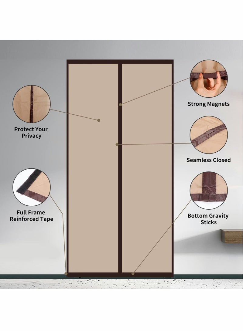 Captaintech Magnetic Insulated Door Curtain, Thermal Door Cover Door Screen Auto Closer Self-Closing Privacy Screen Door for Air Conditioner Room, Patio, Bedroom-Hands Free - Image 3