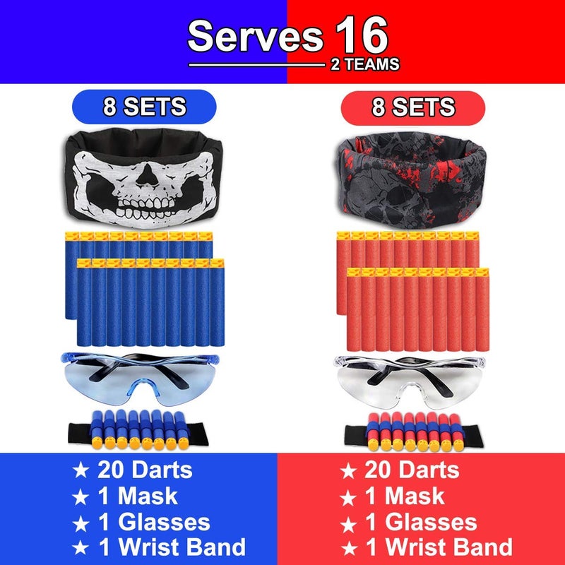 POKONBOY Compatible with Nerf Party Supplies  16 Sets Gun Accessories for Boys  Tactical Glasses Face Mask Wrist Bands Darts and More - Image 3