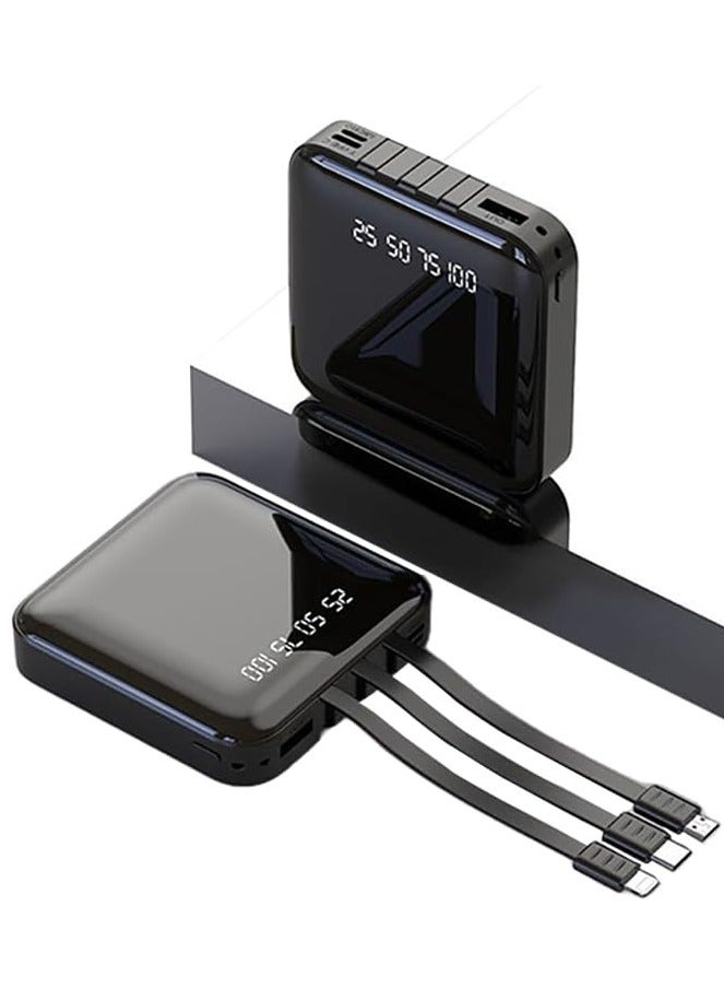 CareTick Mini Power Bank 10000mAh  22.5W Fast Charging USB C Portable Battery Charger with Built-in Cables, LED Display, 4 Output & 2 Input, Compatible with iPhone, Android, Tablets - Image 3