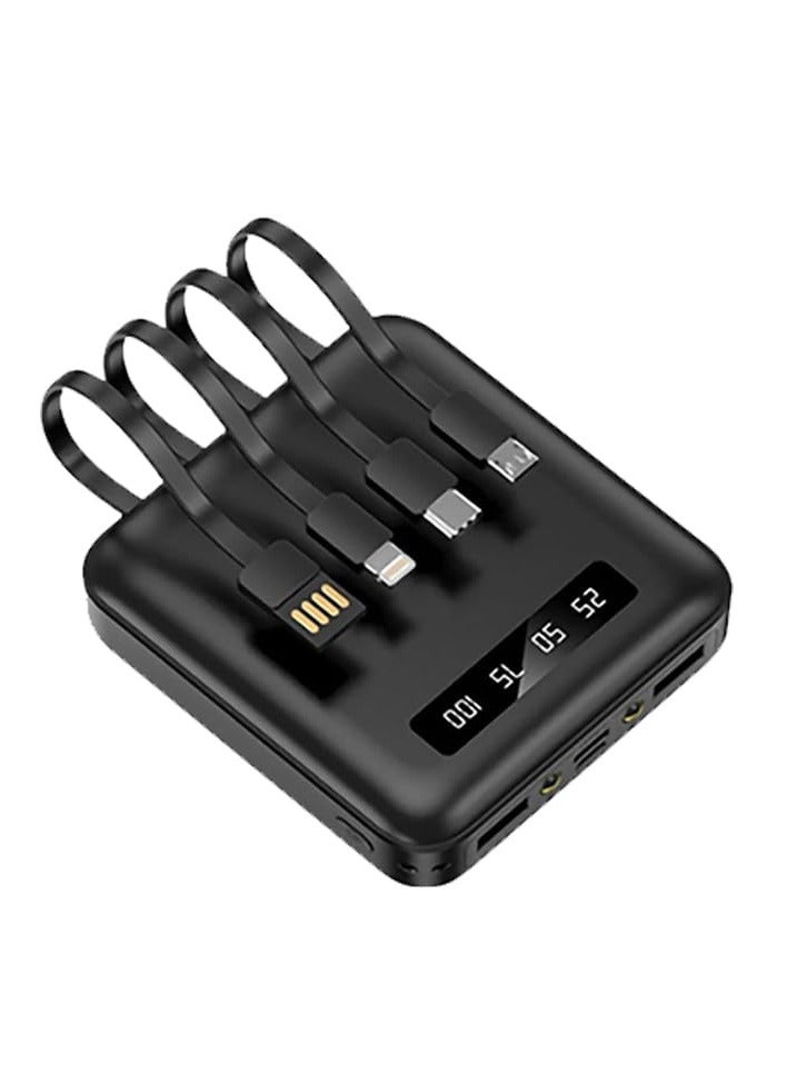 CareTick Mini Power Bank 10000mAh  22.5W Fast Charging USB C Portable Battery Charger with Built-in Cables, LED Display, 4 Output & 2 Input, Compatible with iPhone, Android, Tablets - Image 1