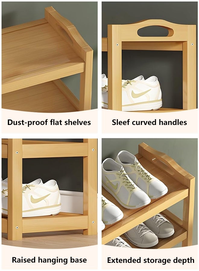 5 Tier Bamboo Shoe Rack for Closet Free Standing Wood Shoe Shelf Storage Organizer for Entryway Small Space Stackable 80x25x85cm (Natural) - Image 4