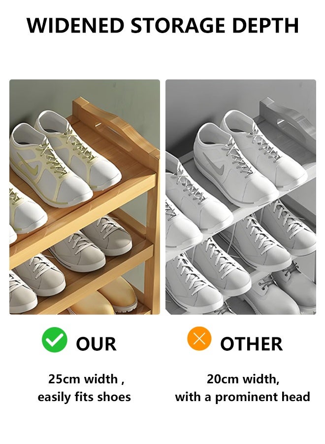 5 Tier Bamboo Shoe Rack for Closet Free Standing Wood Shoe Shelf Storage Organizer for Entryway Small Space Stackable 80x25x85cm (Natural) - Image 5