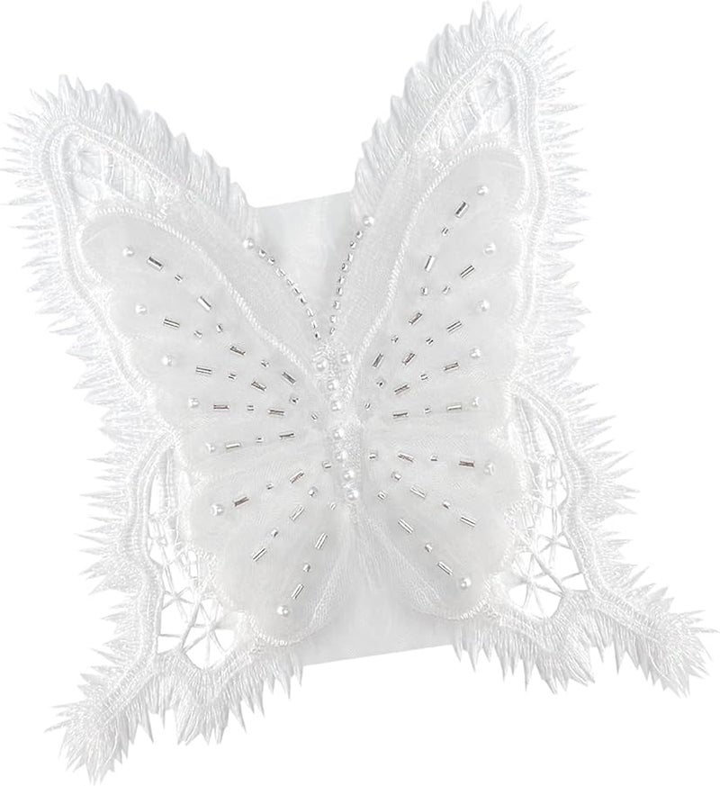 لصاقات تطريز فراشة اللؤلؤ للملابس والقبعات والأوشحة وزينة فستان الزفاف - Image 3