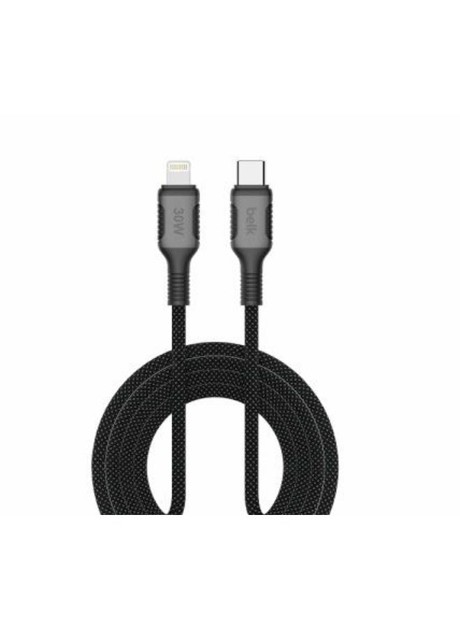 بيلك كابل شحن USB-C إلى Lightning بقوة 30 واط، 200 سم، أسود - Image 1
