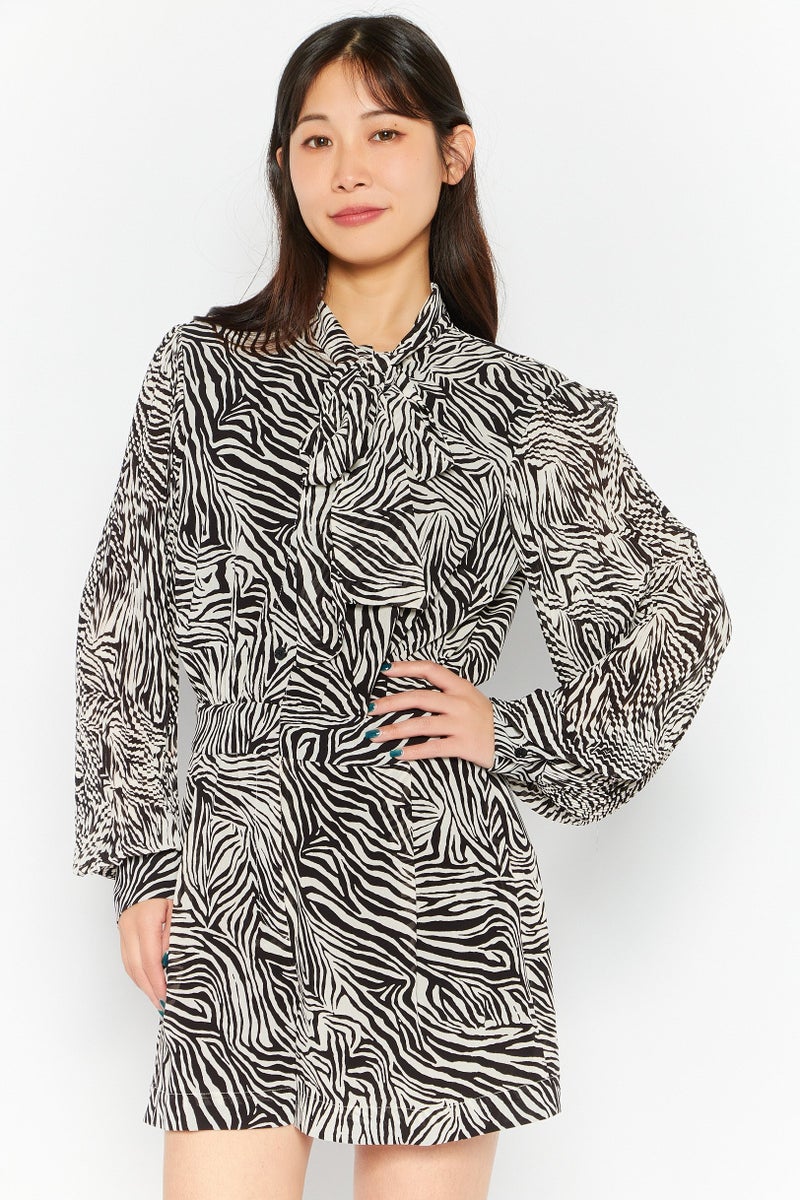 Michael Kors Women Animal Print Playsuit, Black Combo  - Image 1