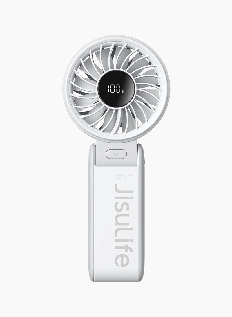 JISULIFE Handheld Fan Life7, Powerful Portable Fan with LED Display 13Hrs Max Cooling 3600mAh, 150° Folded 5 Speeds, Lanyard 3-IN-1 Hand Fan Desk Fan Neck Fan,Travel Essentials Gifts For Unisex Grey - Image 2