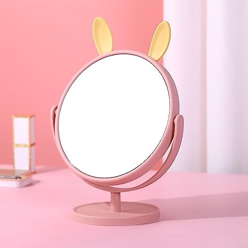 Mockery® Desktop Makeup Mirror Rabbit Ear Mirror Cosmetic Mirror Practical Cosmetic Mirror Makeup Mirror for Girls Vanity Mirror (Pink - Rabbit Ear) - Image 3