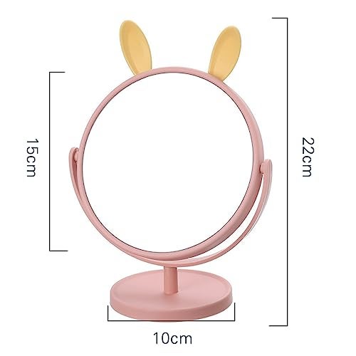Mockery® Desktop Makeup Mirror Rabbit Ear Mirror Cosmetic Mirror Practical Cosmetic Mirror Makeup Mirror for Girls Vanity Mirror (Pink - Rabbit Ear) - Image 4