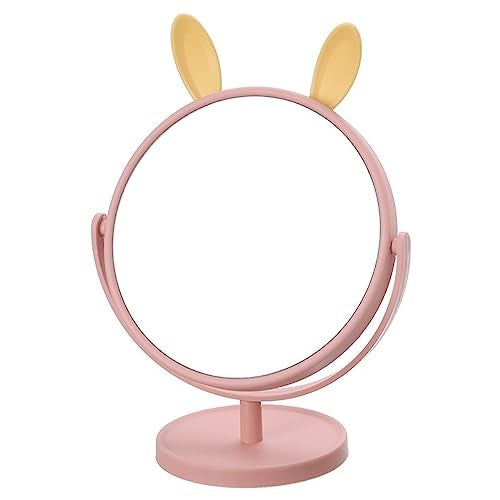 Mockery® Desktop Makeup Mirror Rabbit Ear Mirror Cosmetic Mirror Practical Cosmetic Mirror Makeup Mirror for Girls Vanity Mirror (Pink - Rabbit Ear) - Image 1